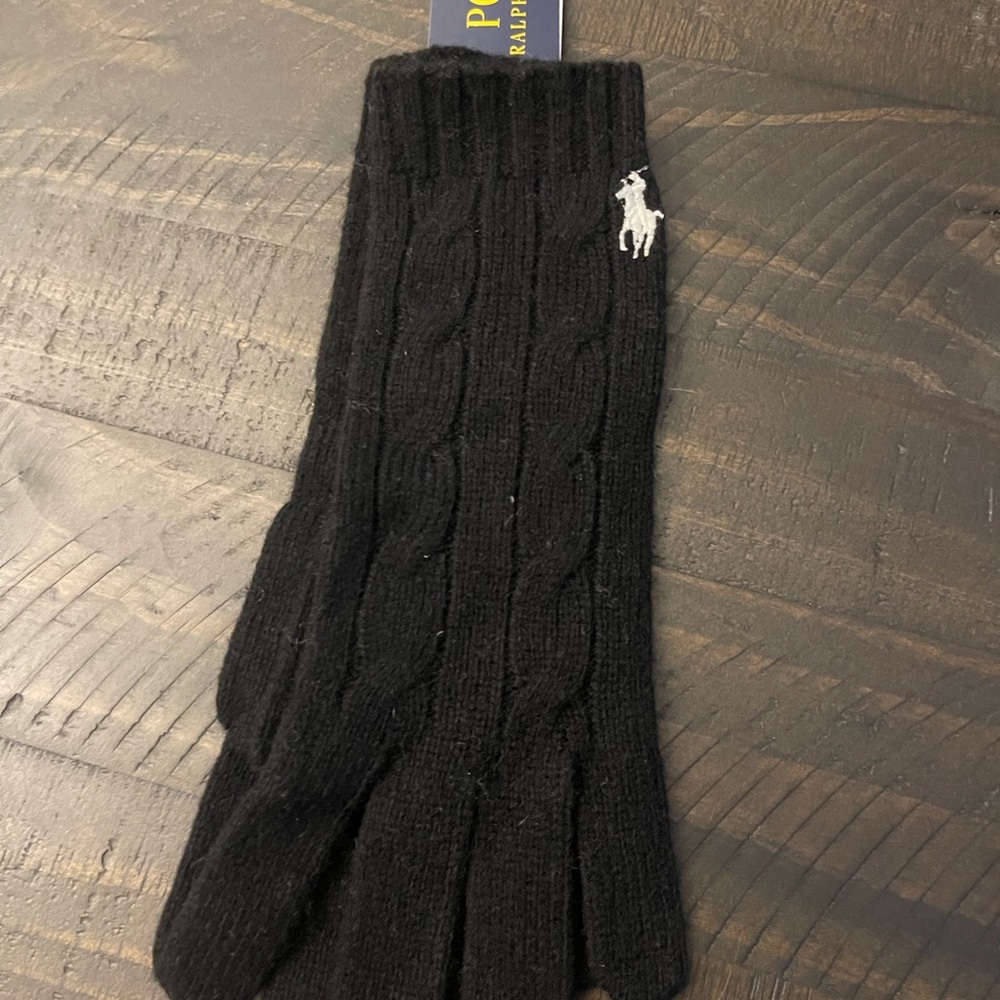 Polo by Ralph Lauren Black Cable Knit Gloves